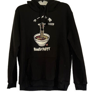 Joye Black Hoodie with Ramen Party Graphic, SZ L